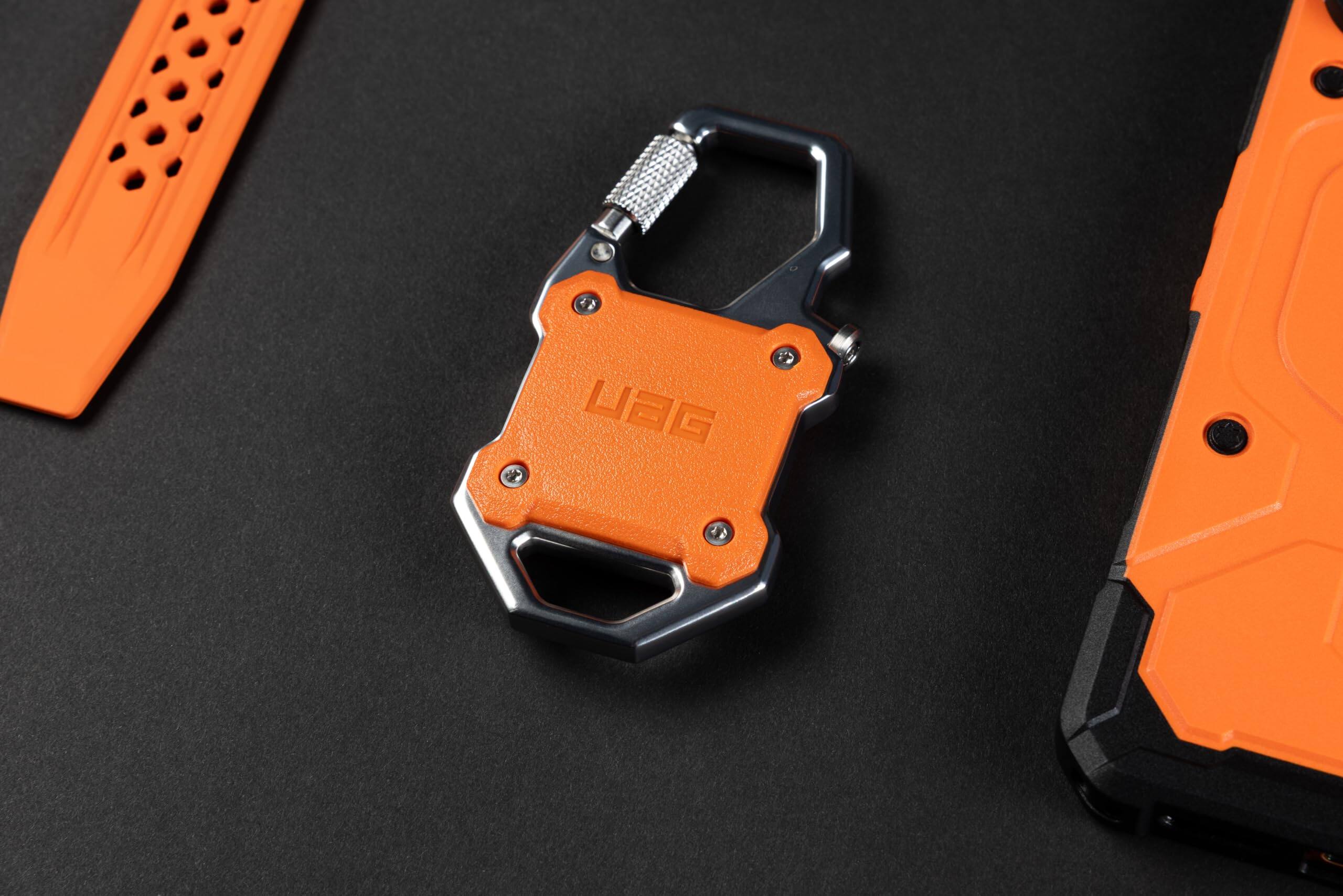 Alt View 2. UAG - AirTag Case w Built-in Bottle Opener & Carabiner for Keys, Luggage & Bags - Orange/Silver.