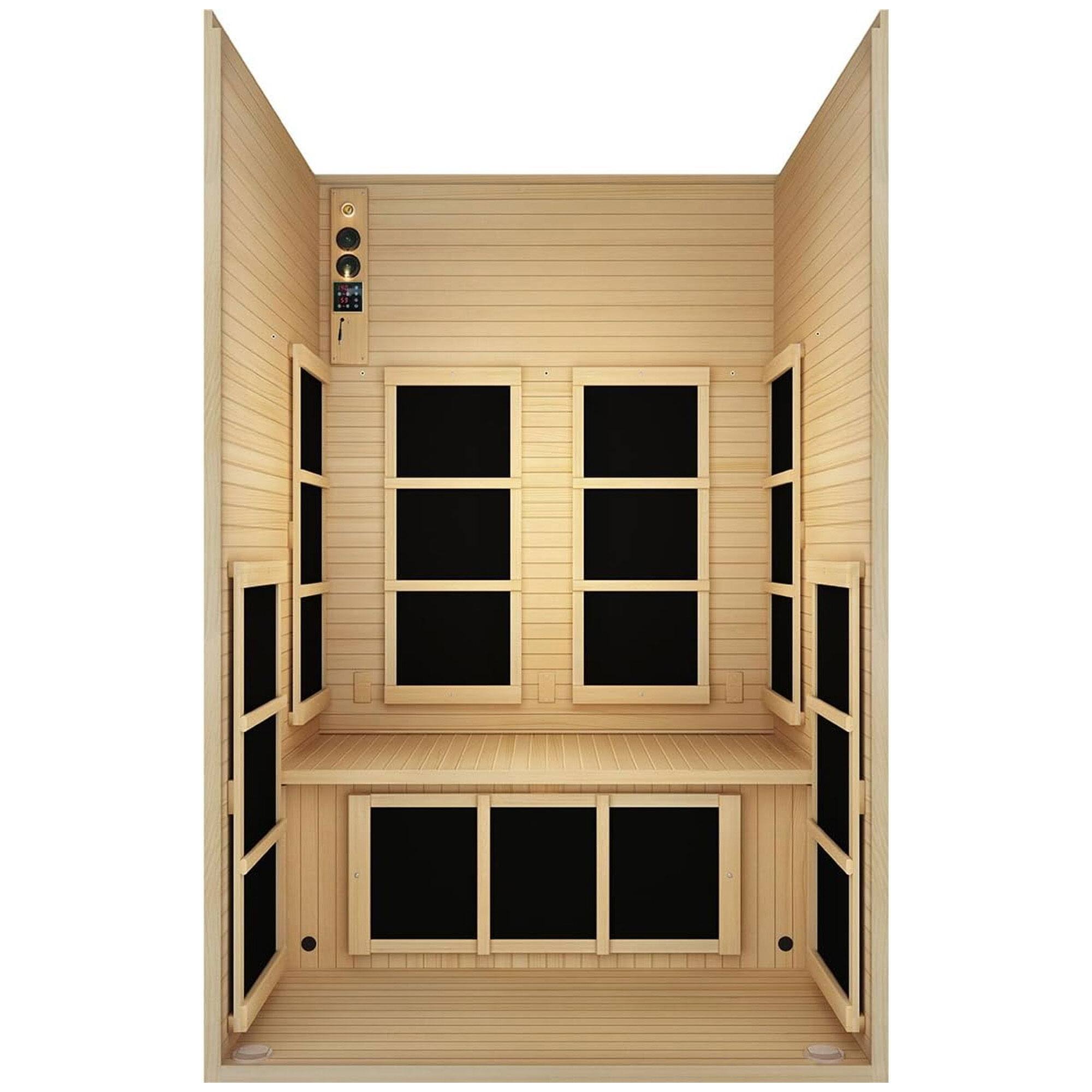 Alt View 4. JNH Lifestyles - JNH Lifestyles Joyous 2 Person Indoor Home Infrared Sauna w/ Chromotherapy Light - Brown.