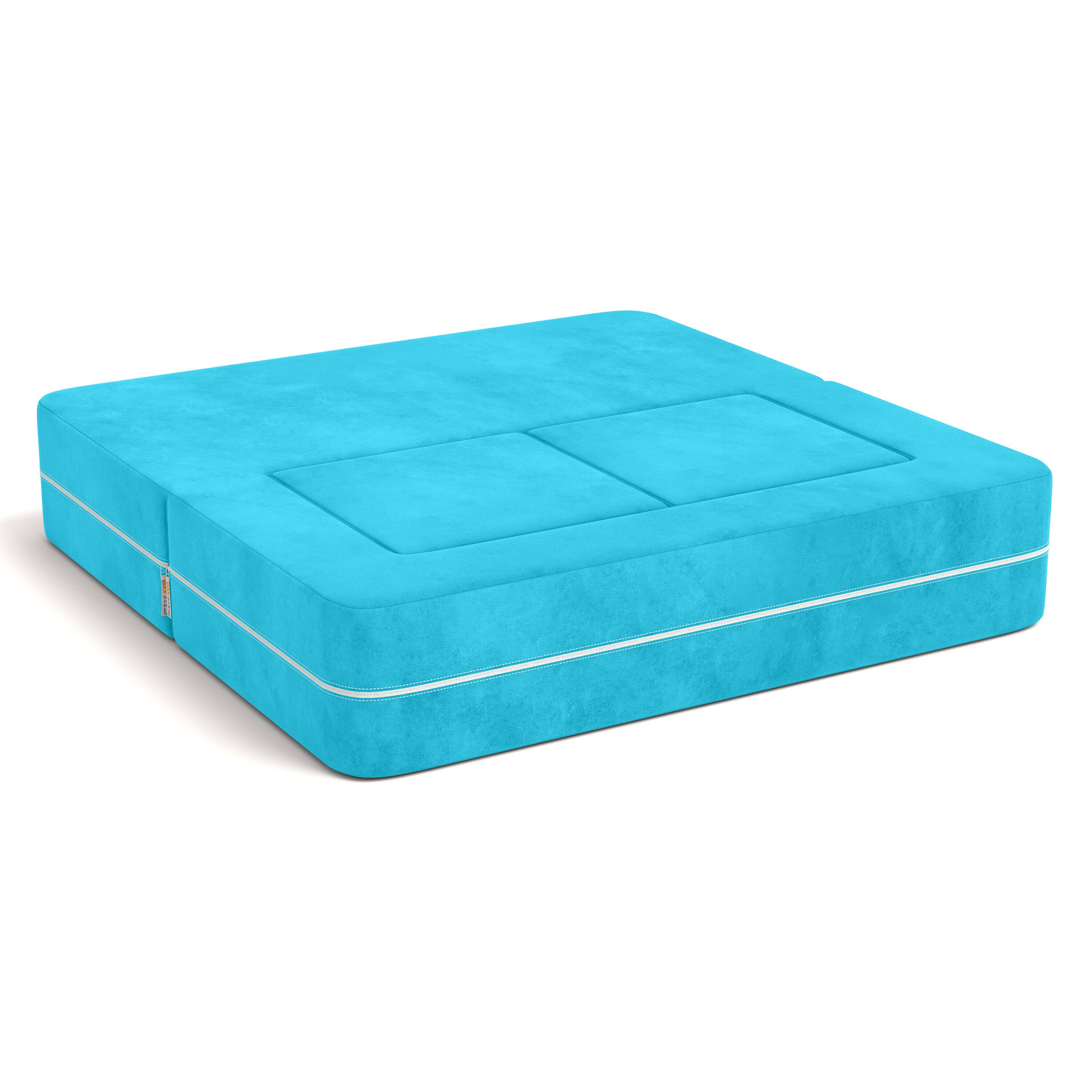Angle. Jaxx - Jaxx Zipline Kids Modular Loveseat & Ottomans/Fold Out Lounger, Aqua - Aqua.
