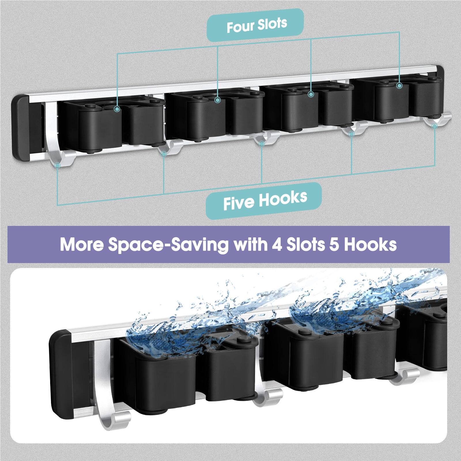 Four Slots  
Five Hooks  
More Space-Saving with 4 Slots 5 Hooks
