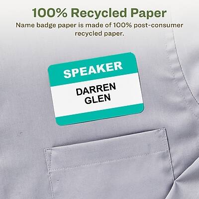 100% Recycled Paper  
Name badge paper is made of 100% post-consumer recycled paper.

SPEAKER  
DARREN GLEN