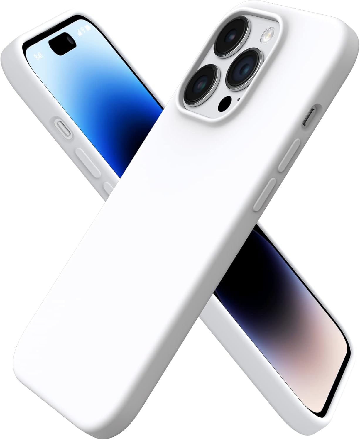 Front. Ornarto - ORNARTO Designed for iPhone 14 Pro Case 6.1", Slim Liquid Silicone 3 Layers Full Covered Protective Cover-White - White.