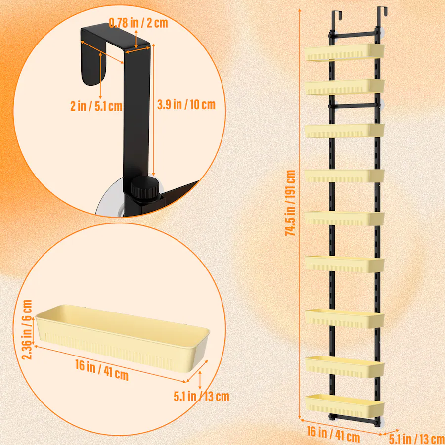 Obby Frame Oumilen Over the Door 9 Tier Hanging Organizer, 9 Removable Cream ...