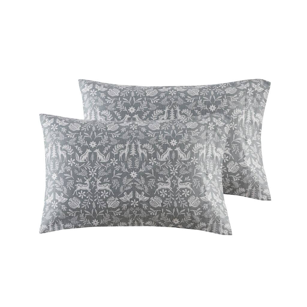 Alt View 4. Gracie Mills - Gracie Mills 4PC Dottie Oversized Flannel Sheet Set - Sage Winter Fauna.