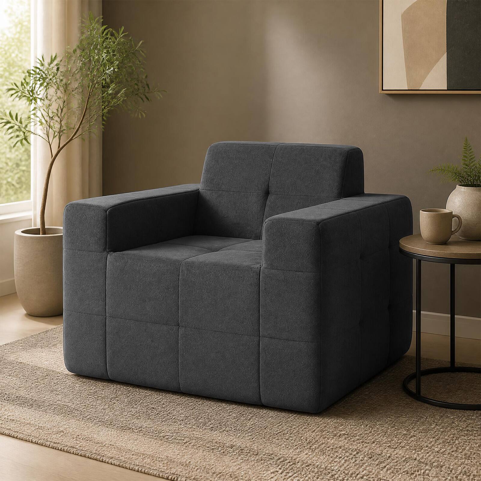 Alt View 3. Costway - Costway Boneless Single Sofa Chair with Terry Cloth Upholstery, No Assembly Required - Gray.