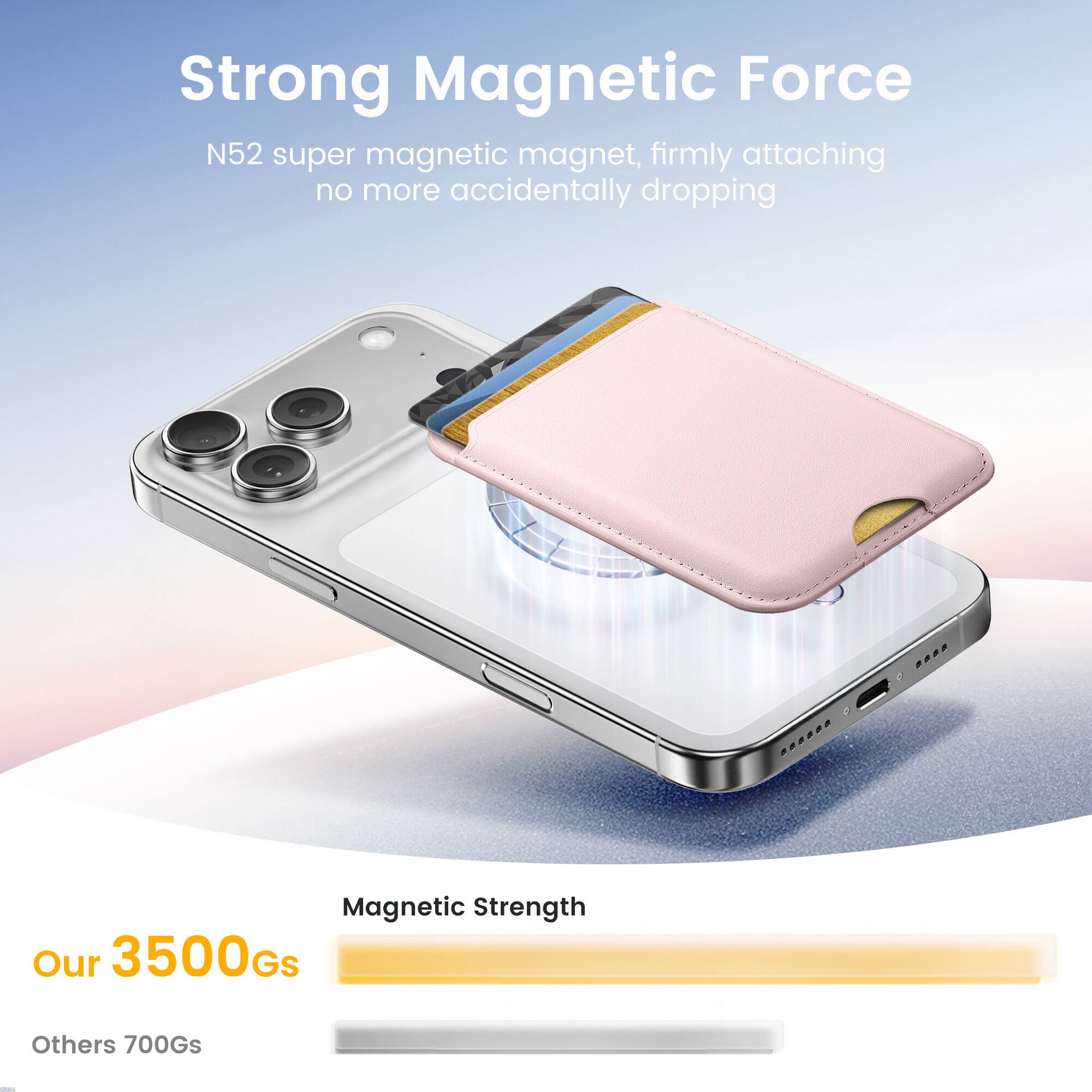 Strong Magnetic Force  
N52 super magnetic magnet, firmly attaching no more accidentally dropping  

Magnetic Strength  
Our 3500Gs  
Others 700Gs