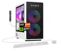 HP - OMEN 35L Desktop PC (AMD Ryzen 5 8400F, 16GB DDR5, 1TB PCIe SSD, GeForce RTX 5060, Win 11 Pro) w/USB Hub - Panda Metal