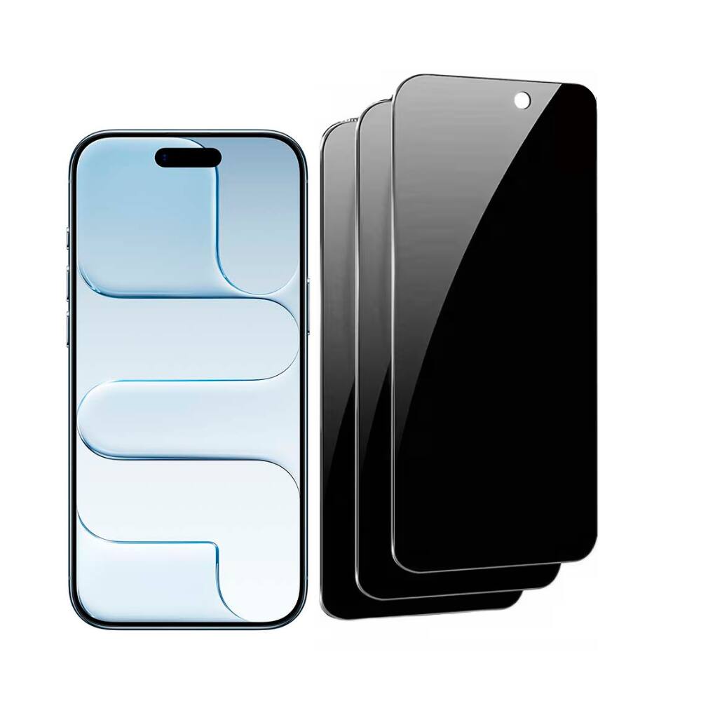 Front. Qixxronics - [3-Pack] Qixxronics Screen Protector Designed for iPhone 17 Air Privacy Tempered Glass Protector - Black.