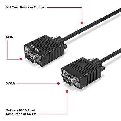 6 ft Cord Reduces Clutter  
VGA  
SVGA  
Delivers 1080 Pixel Resolution at 60 Hz