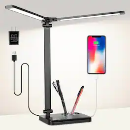 Dazzed Corner - LED Desk Lamp with Dual Heads - Black