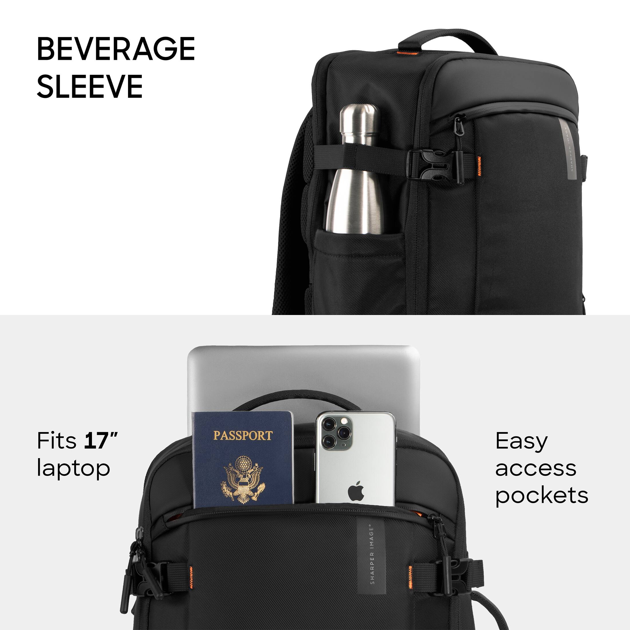 BEVERAGE SLEEVE  
Fits 17" laptop  
PASSPORT  
Easy access pockets