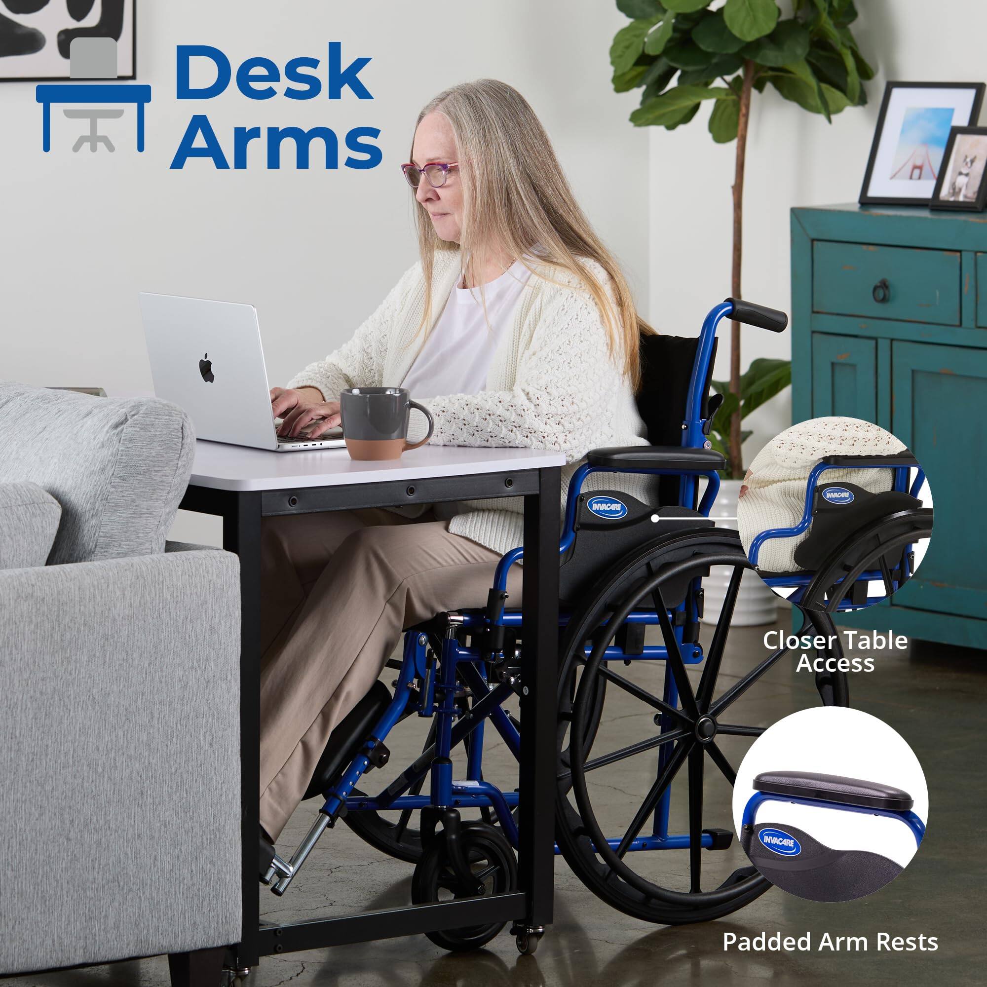 Desk Arms MNC - Closer Table Access, Padded Arm Rests