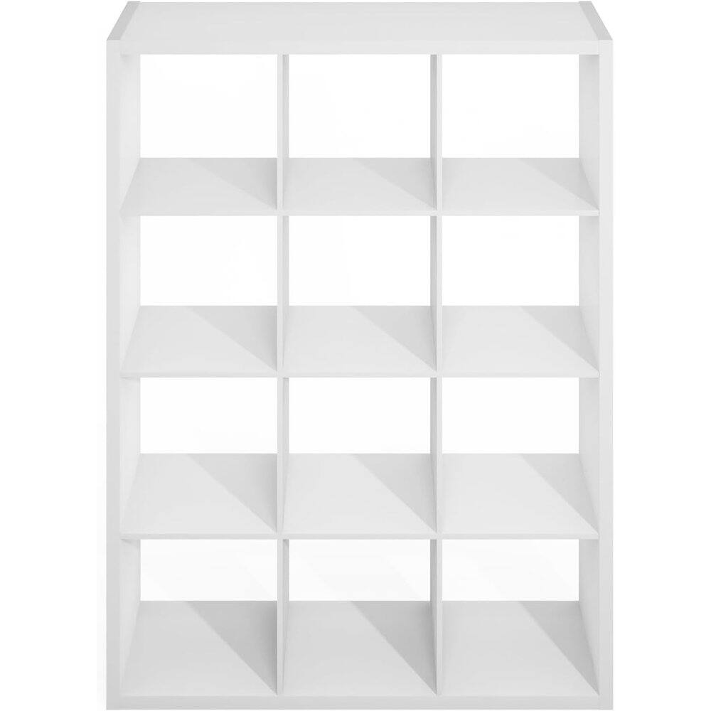 Alt View 1. FurniFact - White Engineered Wood 12 Shelf Open Back Storage with Modern Display Design - White.
