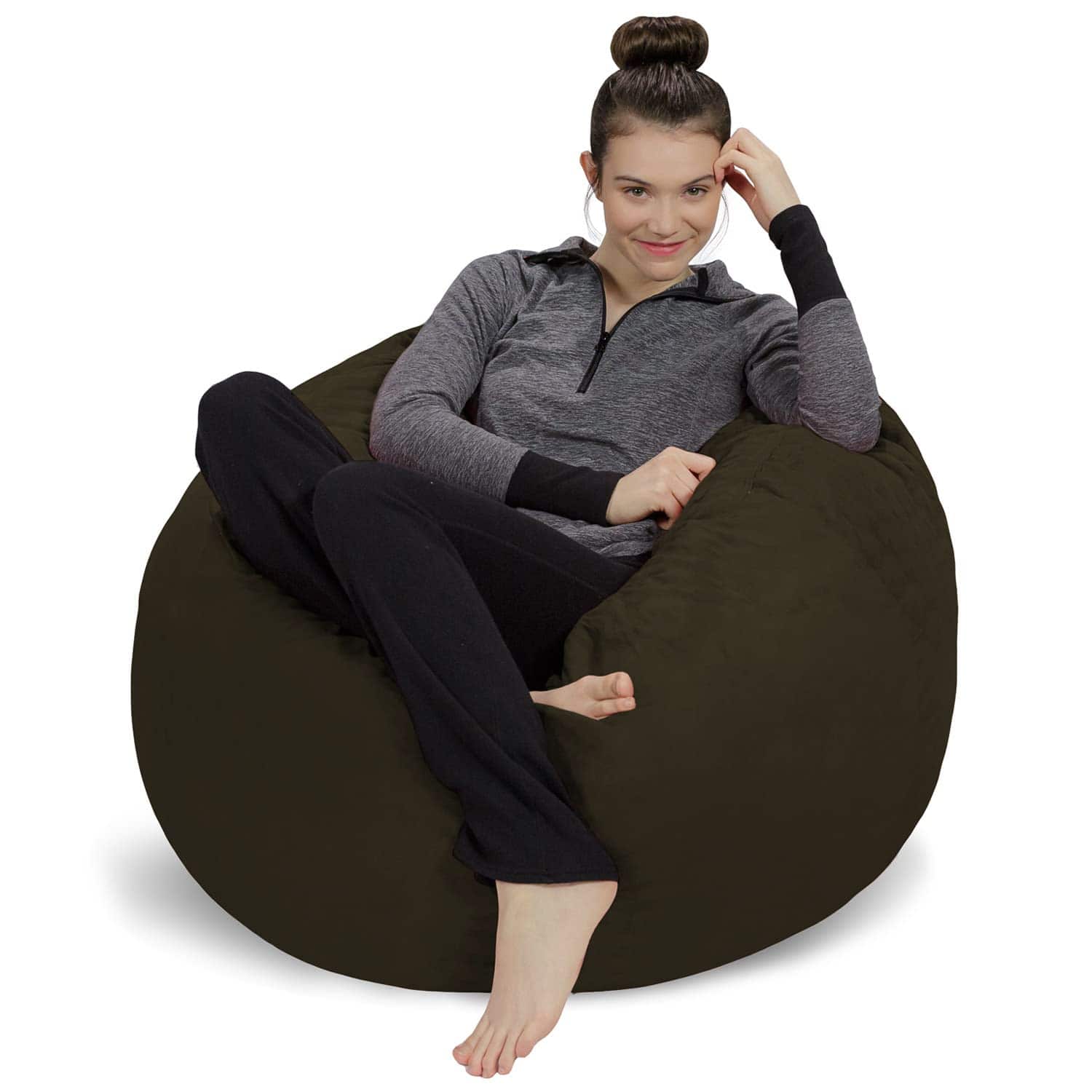 PO3TICJUNKI3- Bean Bag Chair Plush Ultra Soft Memory Foam With Microsuede Cover Stuffed Filled Furniture And Accessories- Microsuede- Crocodile Green