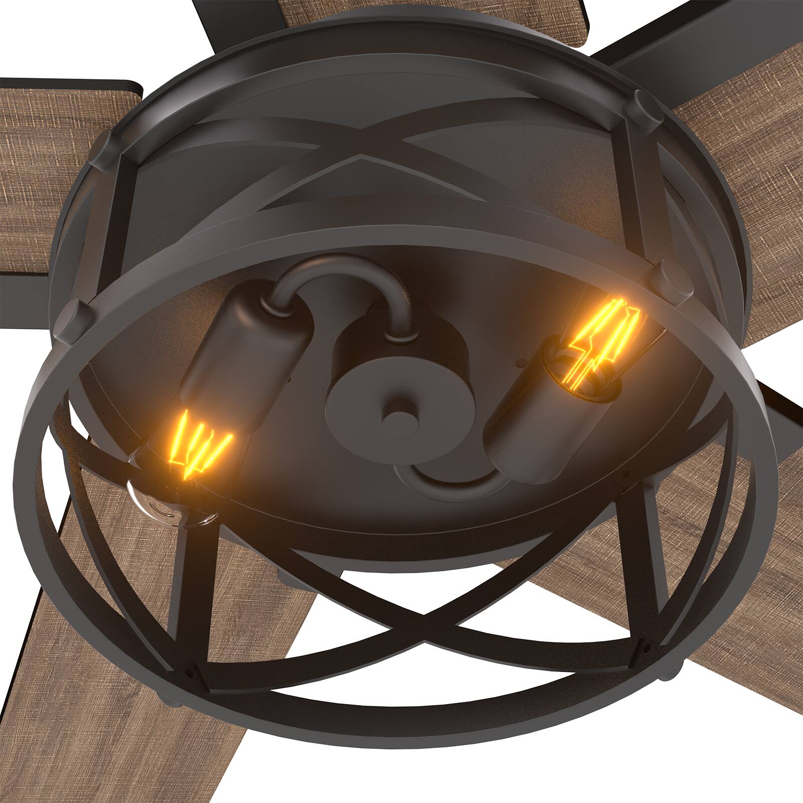 Alt View 9. Siljoy - 52-inch Modern Farmhouse Cage Flush Mount Fan with Light APP & Remote Control for Indoor Covered Patio - Matte Black.