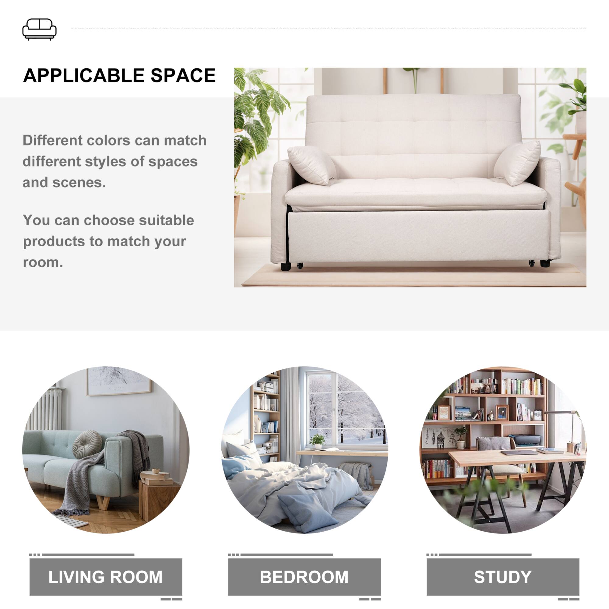 APPLICABLE SPACE

Different colors can match different styles of spaces and scenes.

You can choose suitable products to match your room.

LIVING ROOM  
BEDROOM  
STUDY