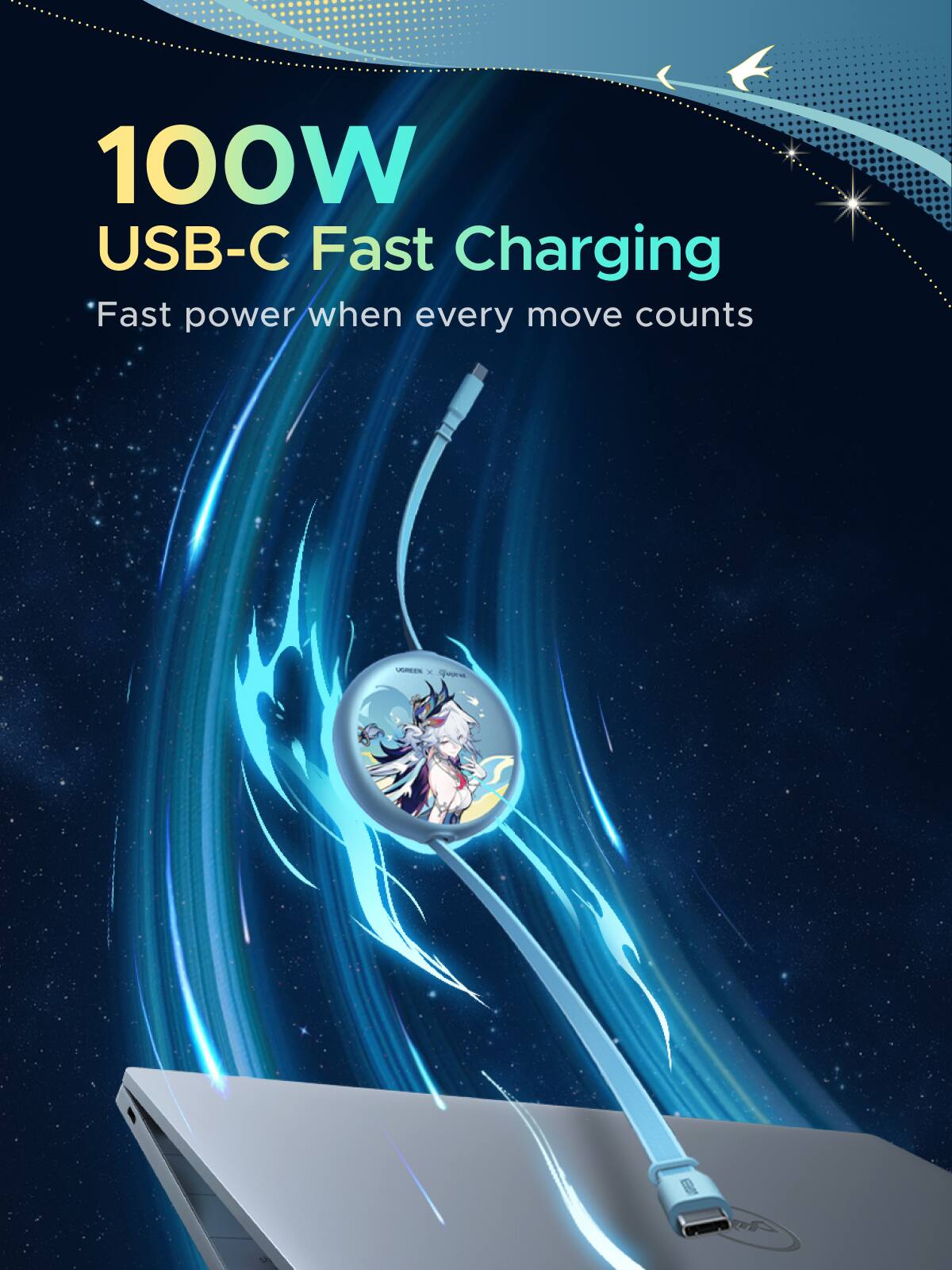 100W USB-C Fast Charging  
Fast power when every move counts