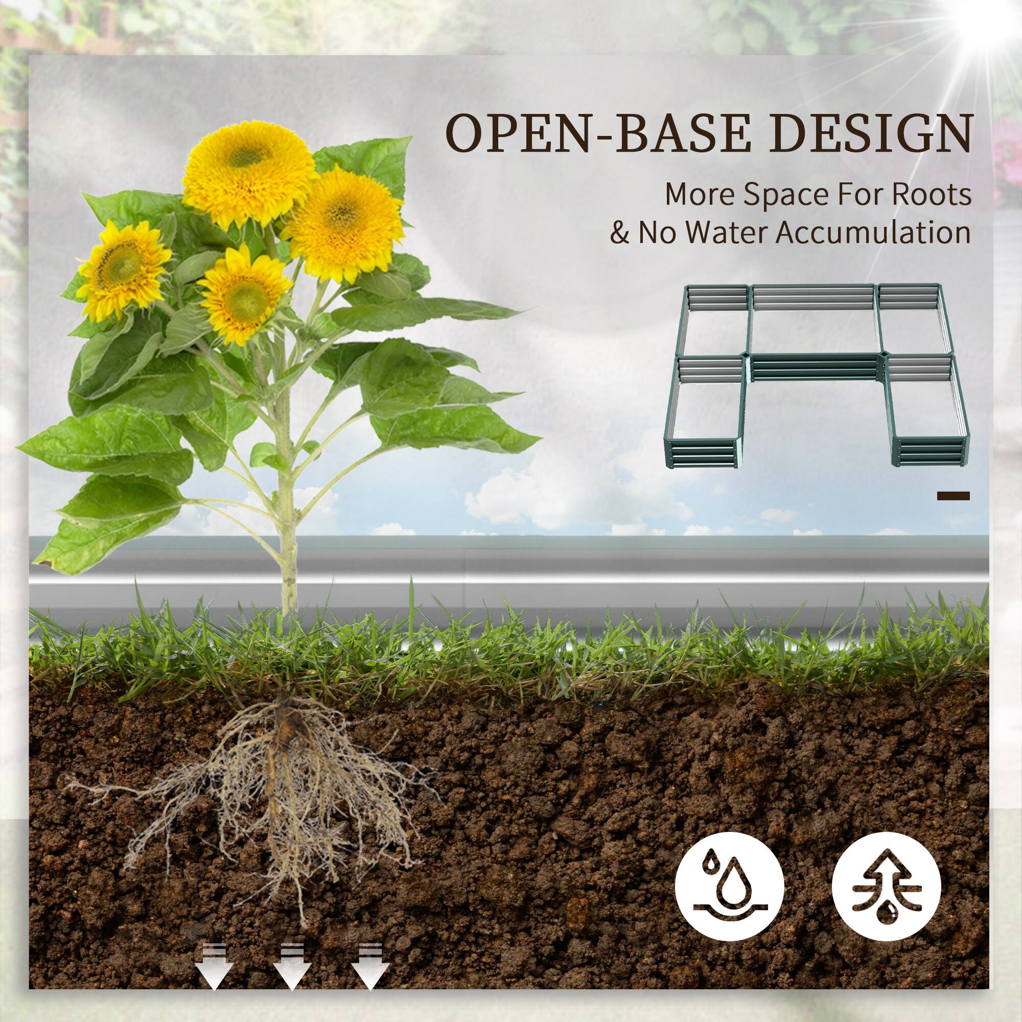 OPEN-BASE DESIGN  
More Space For Roots & No Water Accumulation