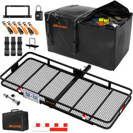 Mockins - 70 in. x 30 in. x 6 in. Trailer Hitch Cargo Carrier w/ 40 Cu Ft. Waterproof Hitch Bag, Plate Bracket & Accessories