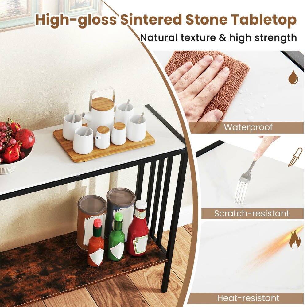 High-gloss Sintered Stone Tabletop  
Natural texture & high strength  

Waterproof  
Scratch-resistant  
Heat-resistant