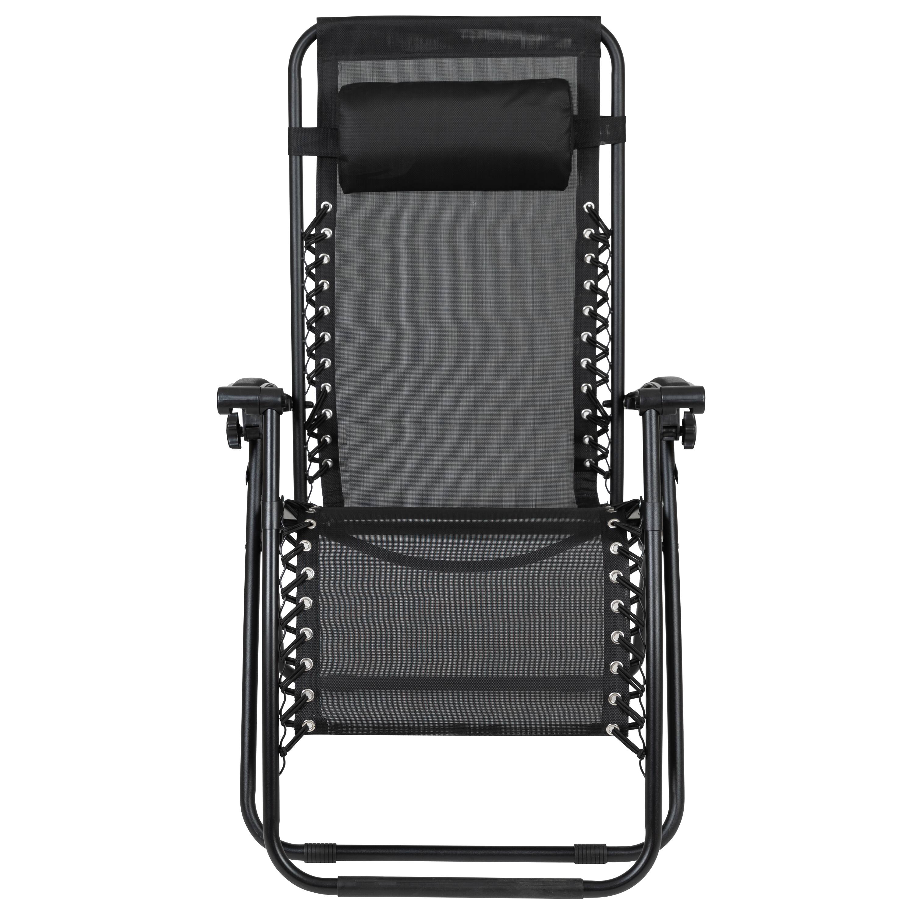 Alt View 8. Emma + Oliver - 2 Pack Adjustable Mesh Zero Gravity Lounge Chair with Cup Holder Tray - Black.