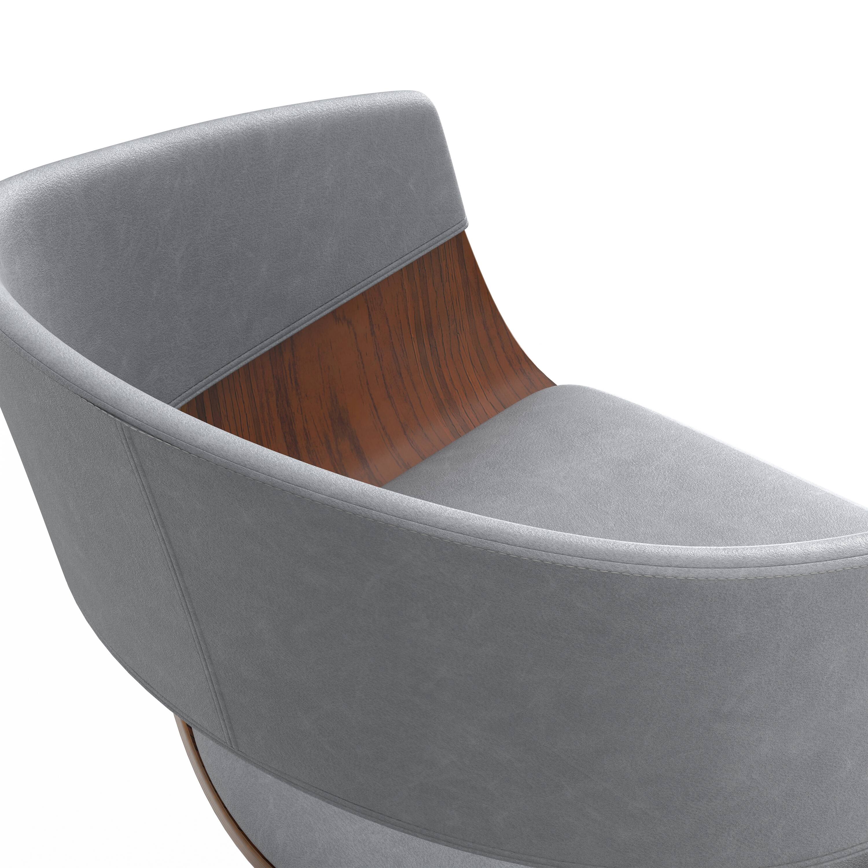 Alt View 6. Simpli Home - Lowell Mid Century Modern 33 inch Adjustable Swivel Bar Stool in Stone Grey Vegan Faux Leather - Stone Grey.