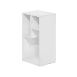 FurniFact - Wood Bookcase with Adjustable Shelves and Modern Design for Living Room - White