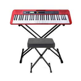 Casio - Casiotone CT-S200 61-Key Portable Keyboard (Red) with Stand and Bench