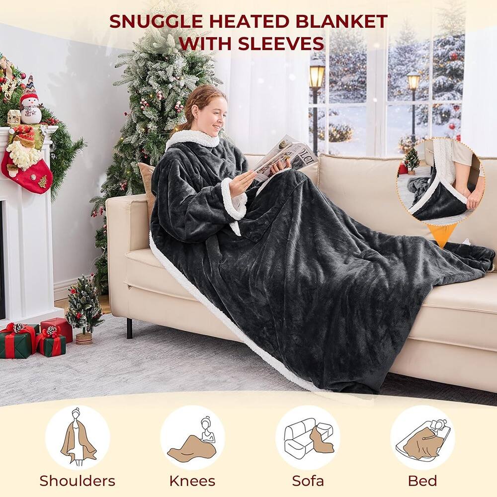 SNUGGLE HEATED BLANKET WITH SLEEVES

Shoulders  
Knees  
Sofa  
Bed