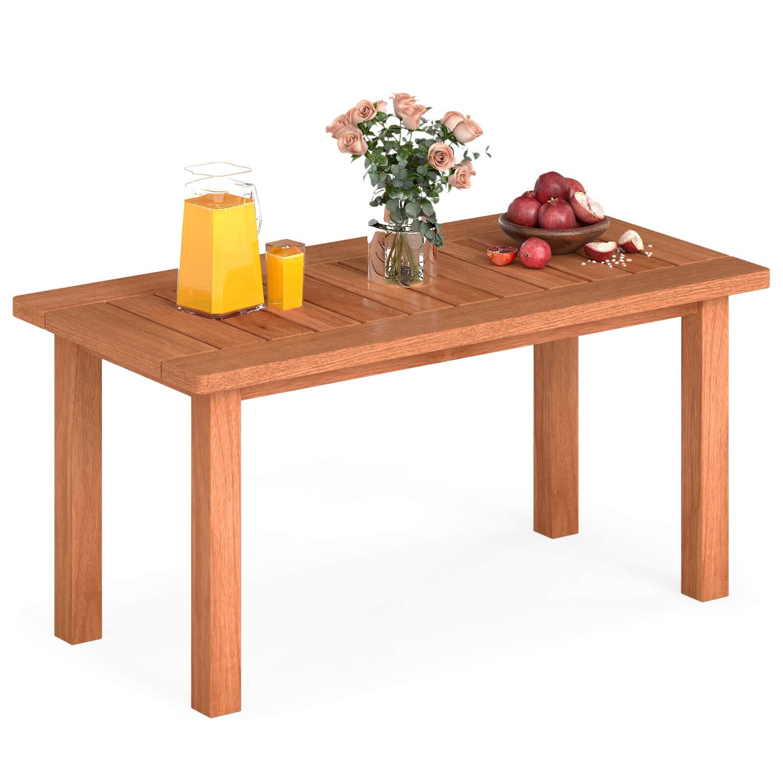 Alt View 9. Costway - Costway 35.5" Wooden Coffee Table with Slatted Tabletop Rectangular Outside Table for Deck - Orange.