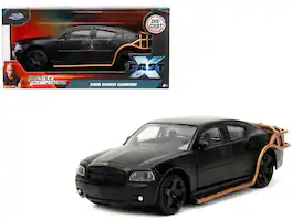 2006 Dodge Charger Matt Black with Outer Cage "Fast & Furious" Series 1/32 Diecast Model Car by Jada - Matte Black