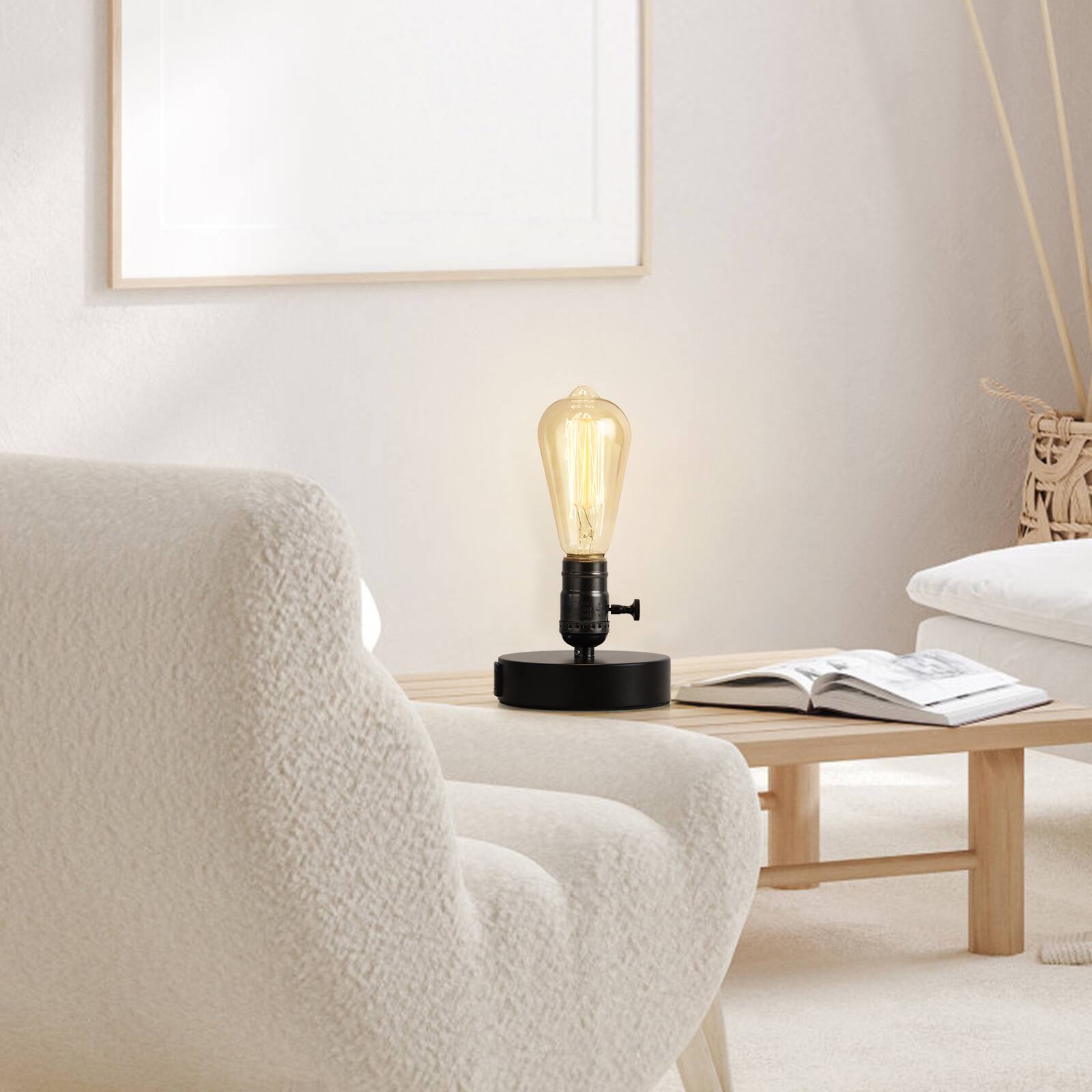 Alt View 2. Oumilen - Vintage Edison Table Lamp with USB Ports – Industrial Metal Desk Lamp with Rotary Switch.