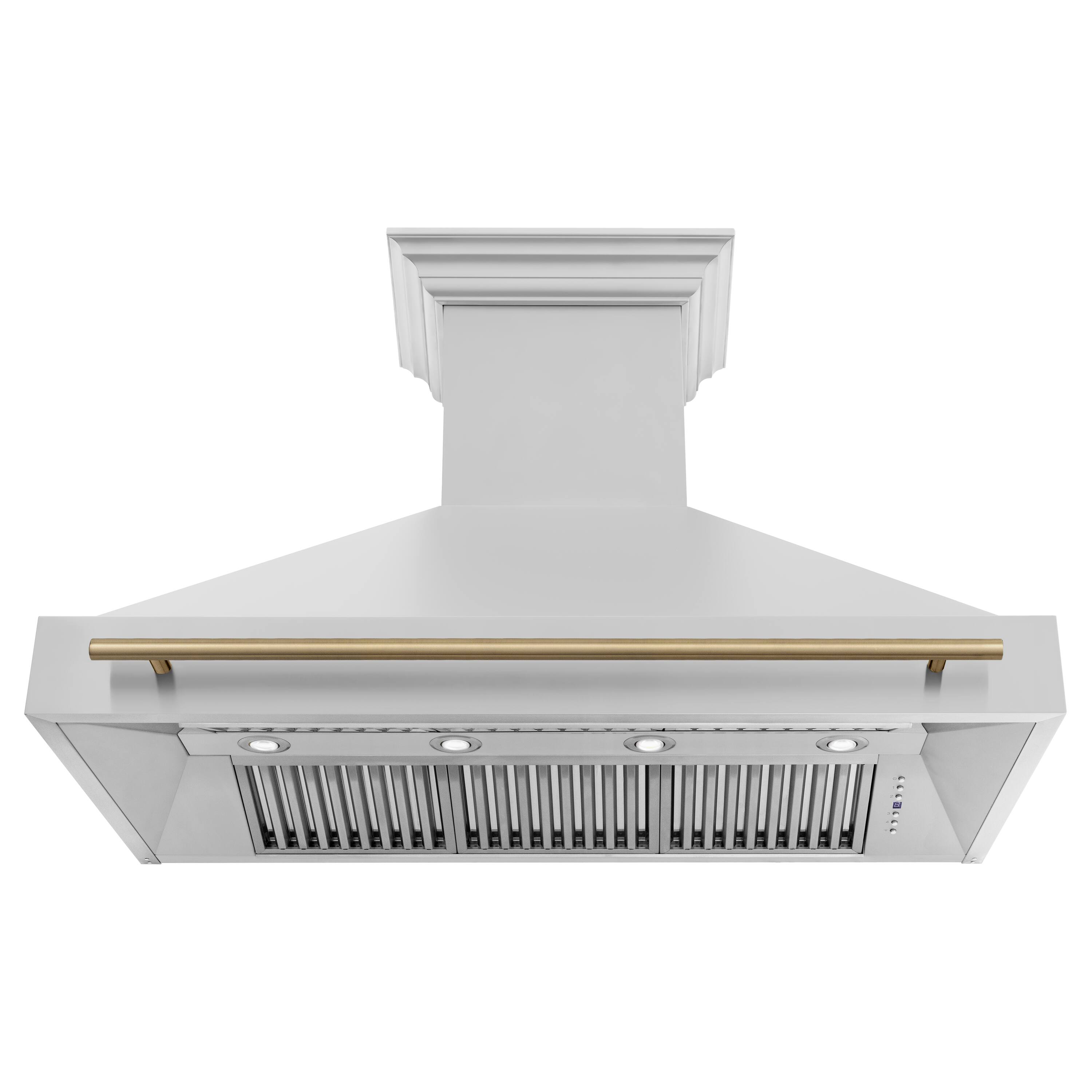 Back. ZLINE - ZLINE Autograph Edition 48 in. Stainless Steel Range Hood with Stainless Steel Shell and Champagne Bronze Handle - Stainless Steel.