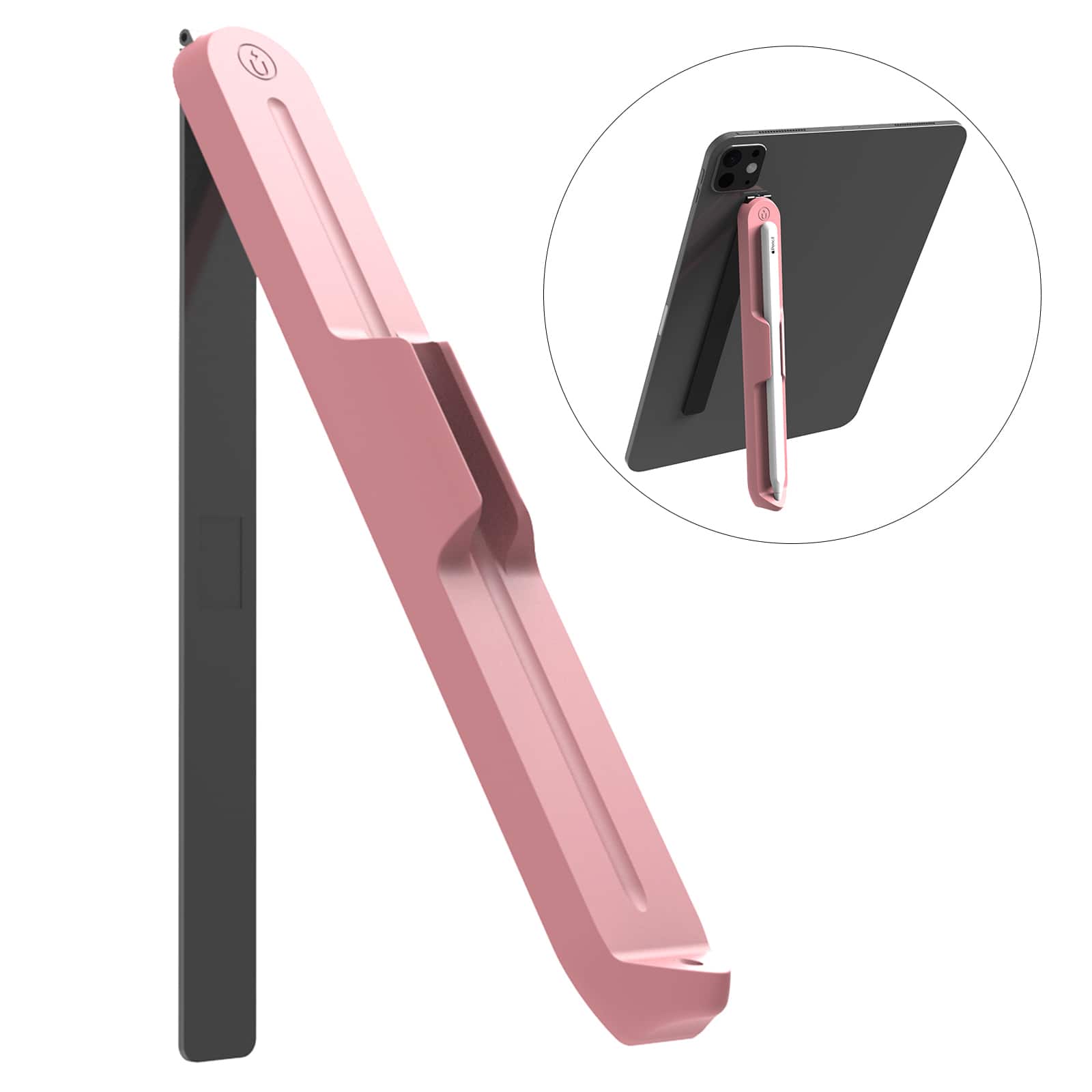 Dteck - Universal Tablet Stand with Stylus Holder, Stick-On Adhesive Desk Tablet Stand Mount - Pink