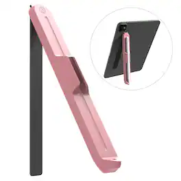 Dteck - Universal Tablet Stand with Stylus Holder, Stick-On Adhesive Desk Tablet Stand Mount - Pink