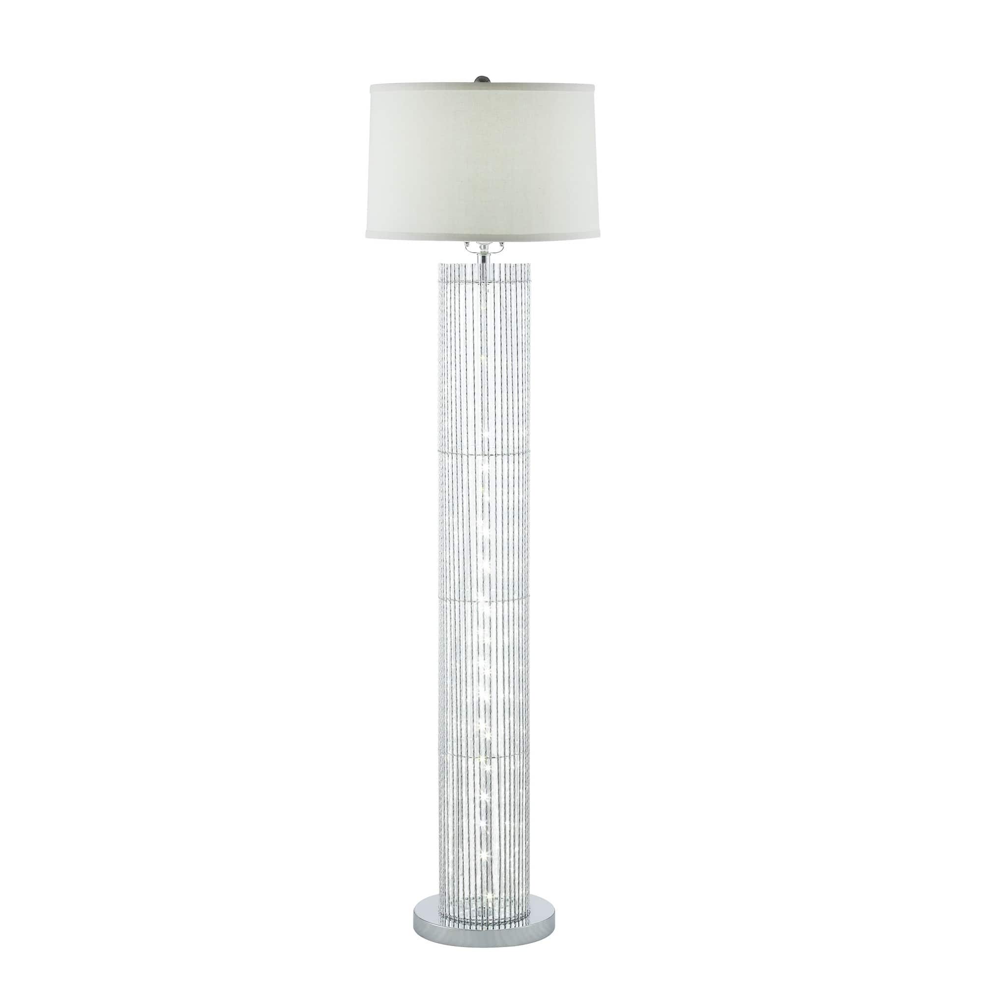 Manhattan Lane - Jin 57 Inch Floor Lamp, Drum Fabric Shade, Modern Round Base