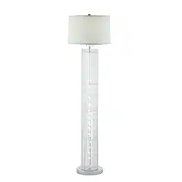 Manhattan Lane - Jin 57 Inch Floor Lamp, Drum Fabric Shade, Modern Round Base