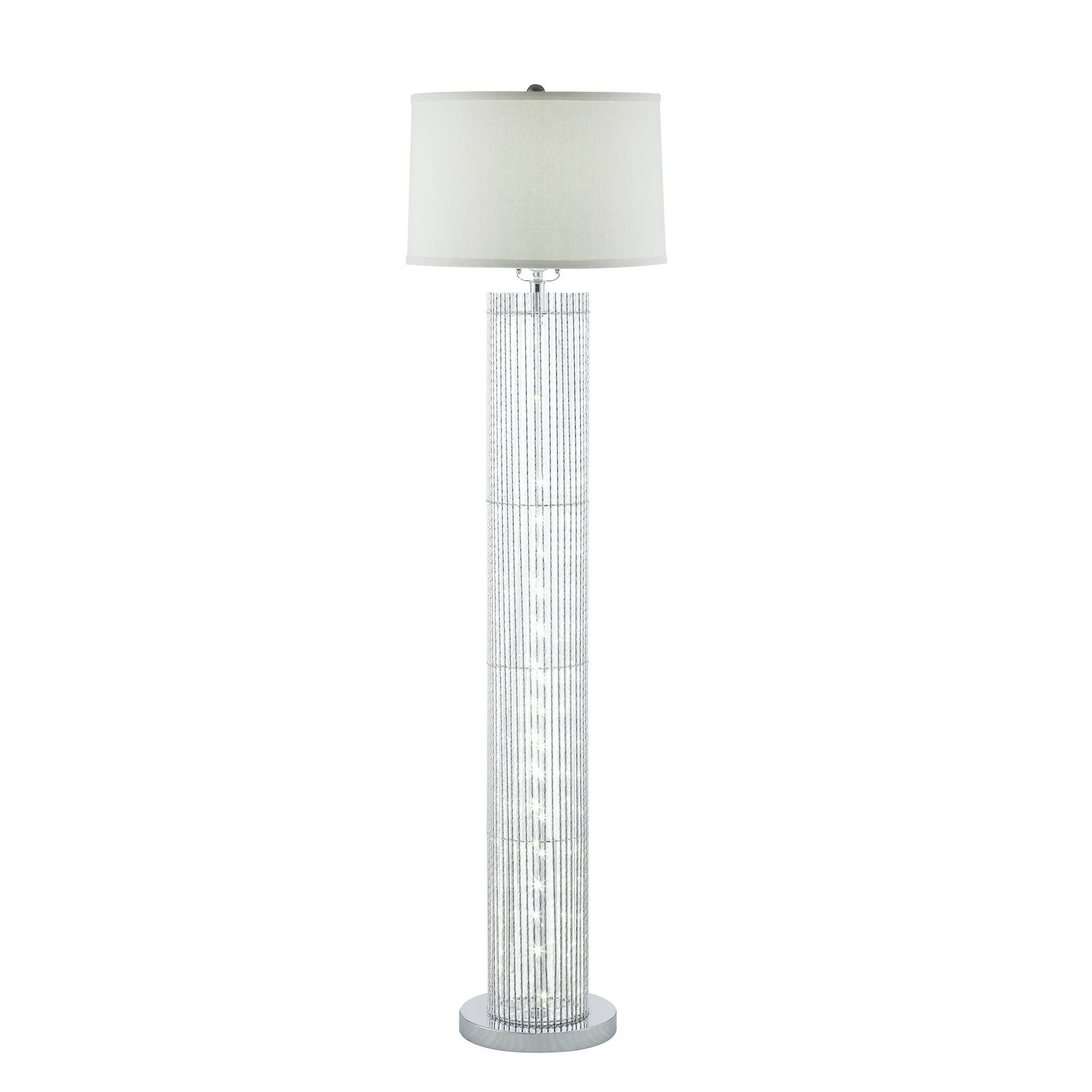 Front. Manhattan Lane - Jin 57 Inch Floor Lamp, Drum Fabric Shade, Modern Round Base.