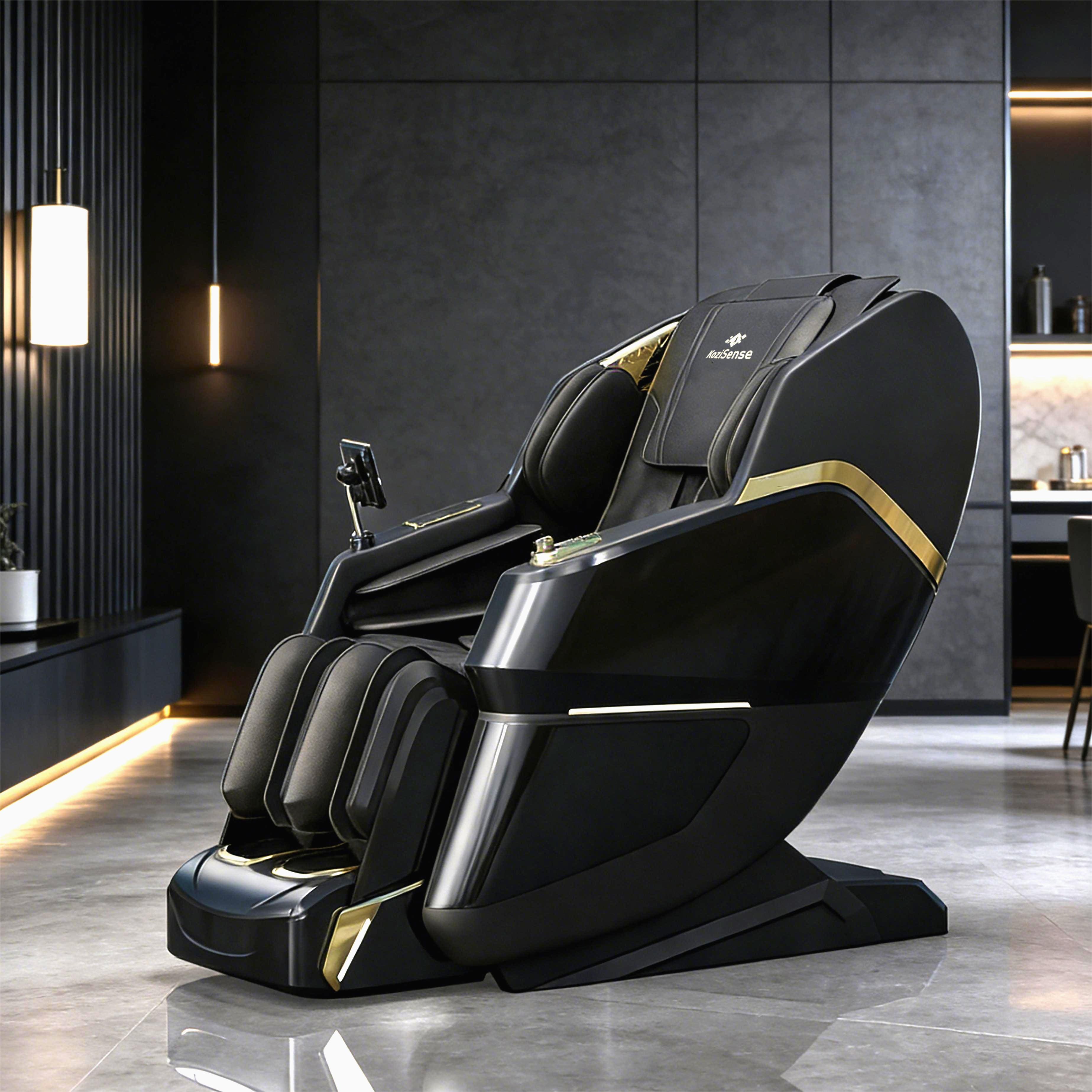 Front. KoziSense - KZ-605 4D Massage Chair,Deep Zero Gravity,Thai Stretch,Auto Extension Legrest,Back and Front Heat,FREE Inside Delivery - Black.