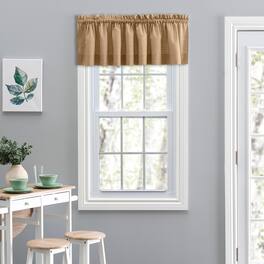 Ellis Curtain - Ellis Lisa Solid Color Poly Cotton 1.5" Rod Pocket Duck Fabric Stylish Tailored Valance 58"x15" - Tan