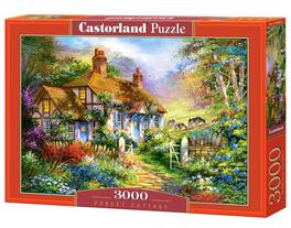 Castorland - 3000 Piece Jigsaw Puzzles, Forest Cottage, Charming Nook, Pond, Countryside, Adult Puzzles, C-300402-2 - Red