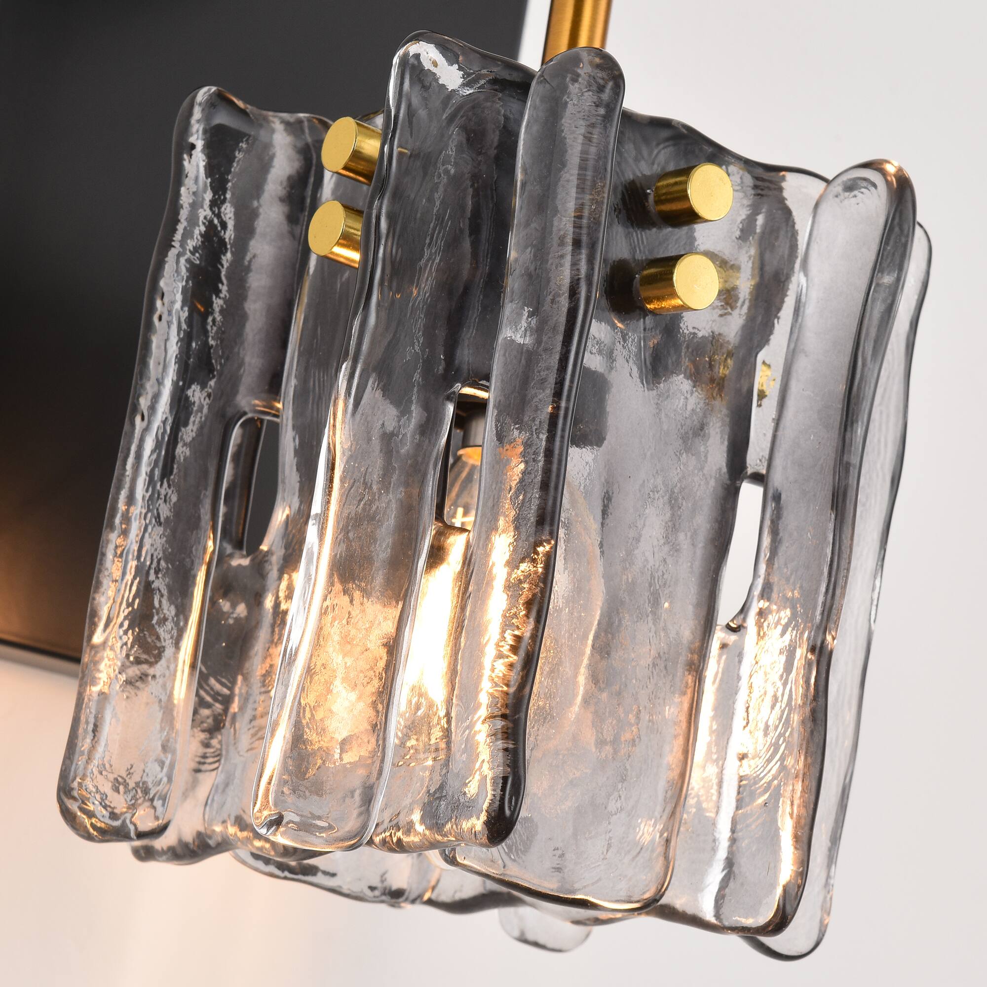 Alt View 3. Parrot Uncle - 11" Modern Smoked Hammered Glass 1 Light Wall Sconce for Bathroom Vanity, Bedroom, Hallway - Smoky Gray.