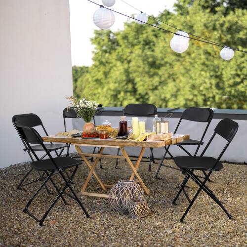 Alt View 8. Winado - 6 PCS Folding Plastic Chair Wedding Party 360LBS Capacity for Outdoor Indoor - Black.