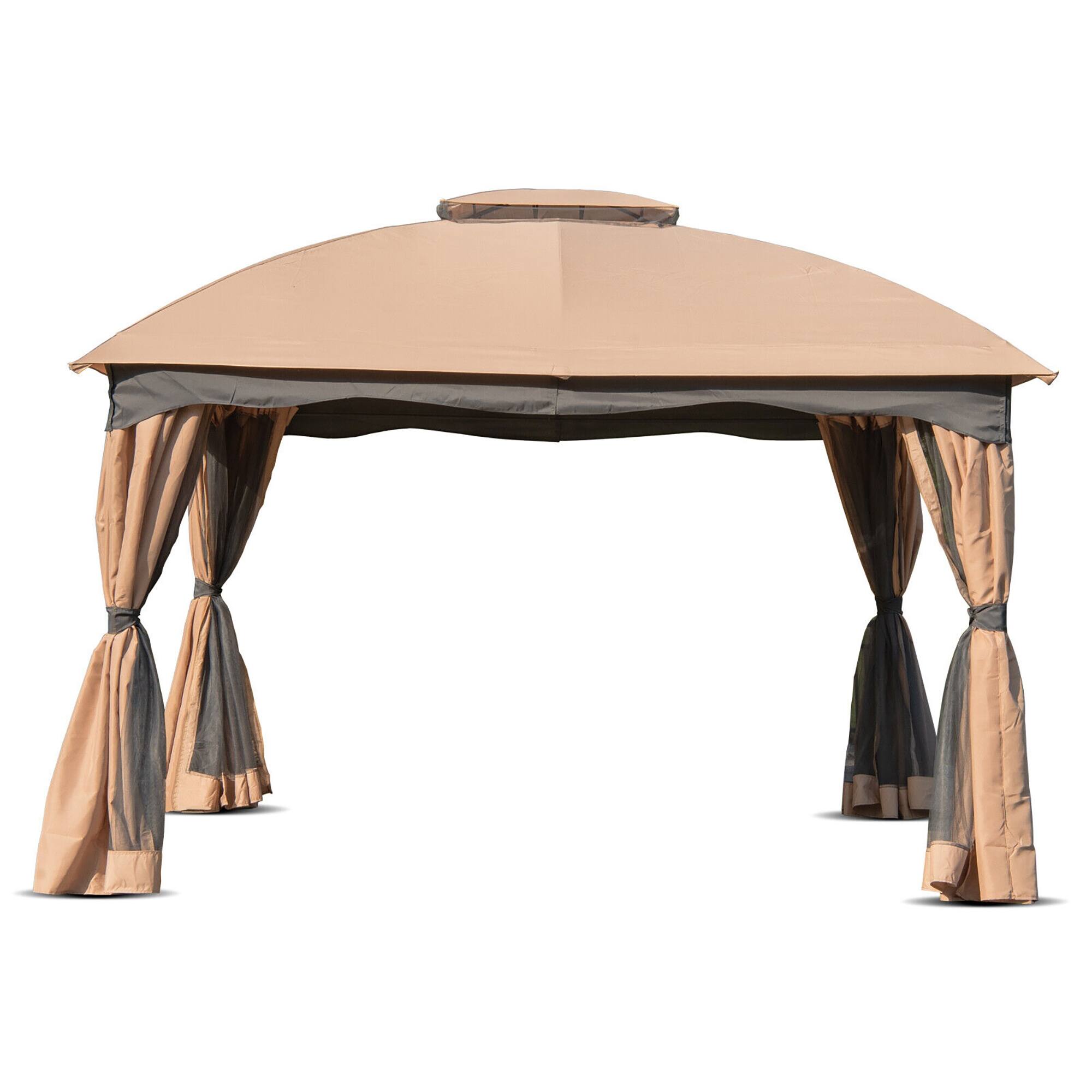 Alt View 1. Ecooso - 12 x 10 FT Patio Canopy Tent Double Vented Heavy Duty Steel Gazebo for Outdoor Use - Brown.