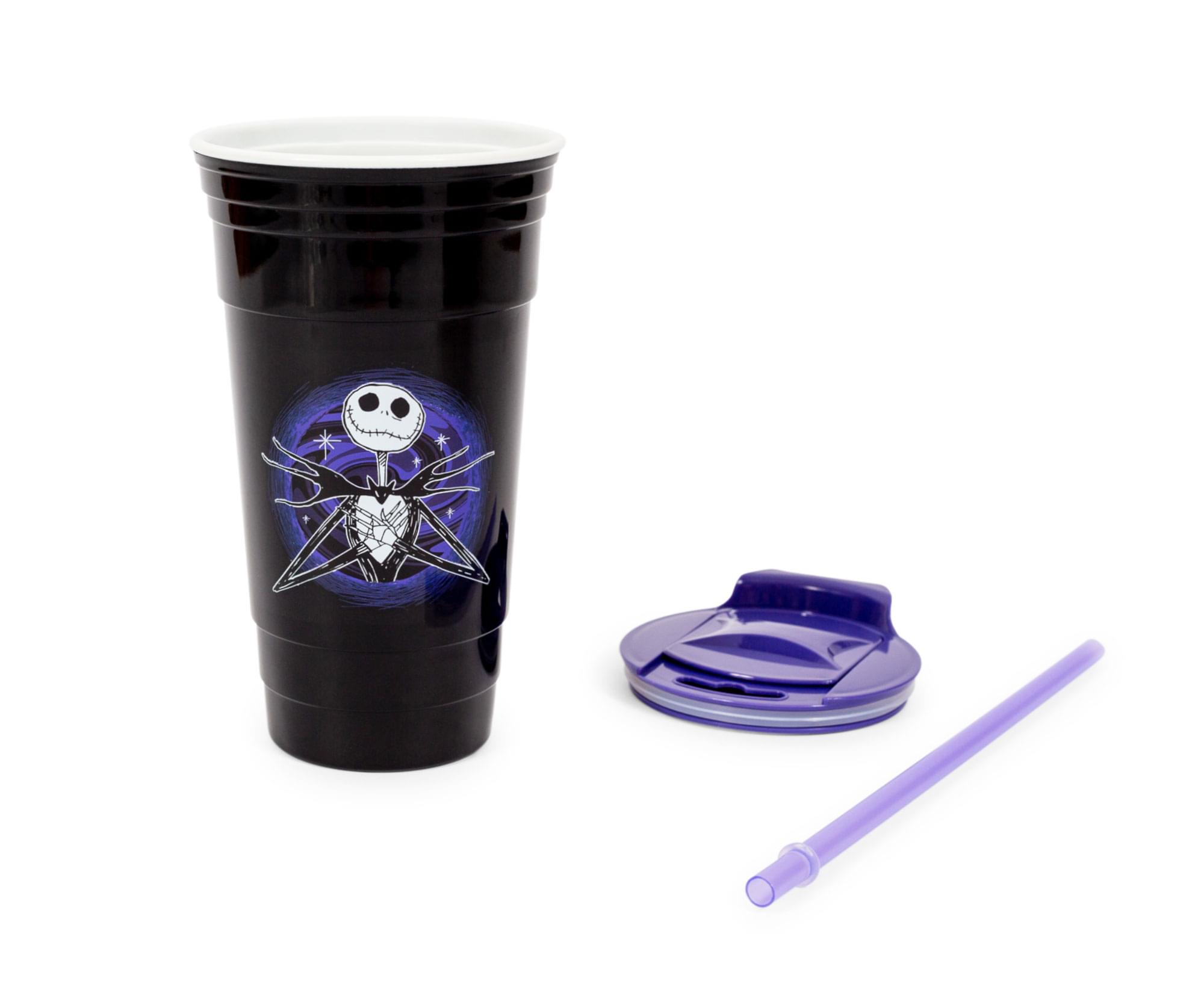 Front. Disney - Disney The Nightmare Before Christmas Tumbler with Lid and Straw | 32 Ounces - Black.