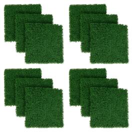 Costway - 12 PCS Faux Green Moss Panels with Insertable Branches Stable X-shaped structure - Dark Green