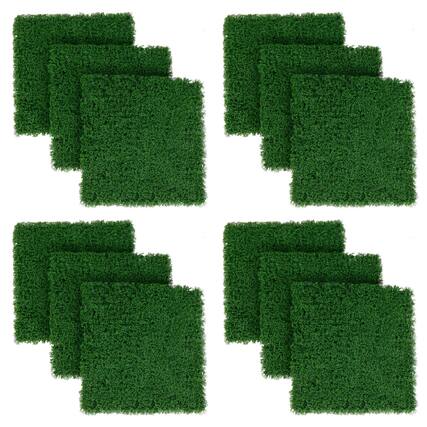 Front. Costway - Costway 12 PCS Faux Green Moss Panels with Insertable Branches Stable X-shaped structure - Dark Green.
