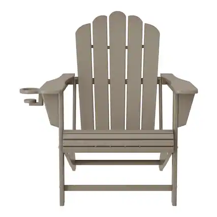 Front. WestinTrends - WestinTrends Highland Outdoor Patio HDPE Adirondack Chair With Cup Holder - Weathered Wood.