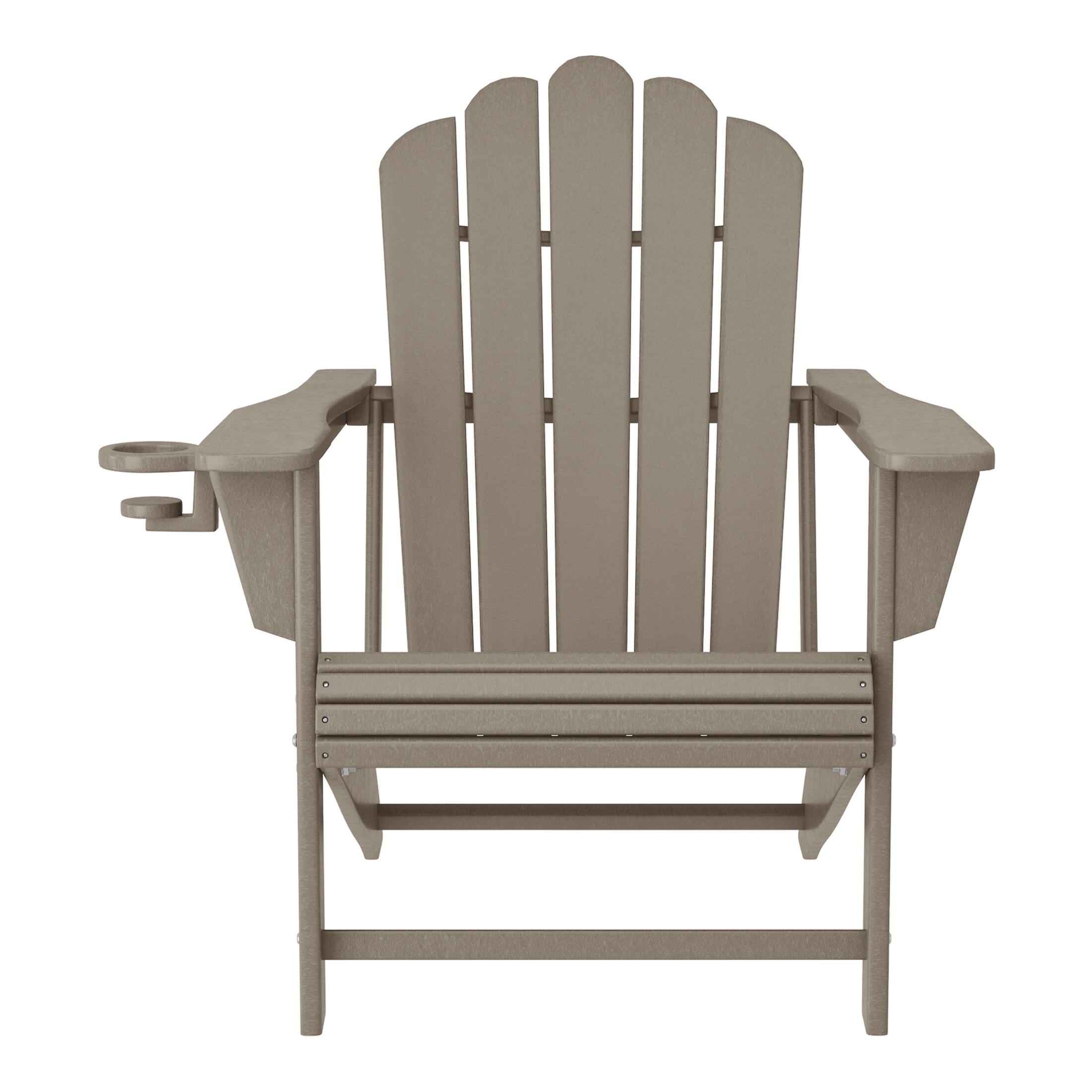 Front. WestinTrends - WestinTrends Highland Outdoor Patio HDPE Adirondack Chair With Cup Holder - Weathered Wood.
