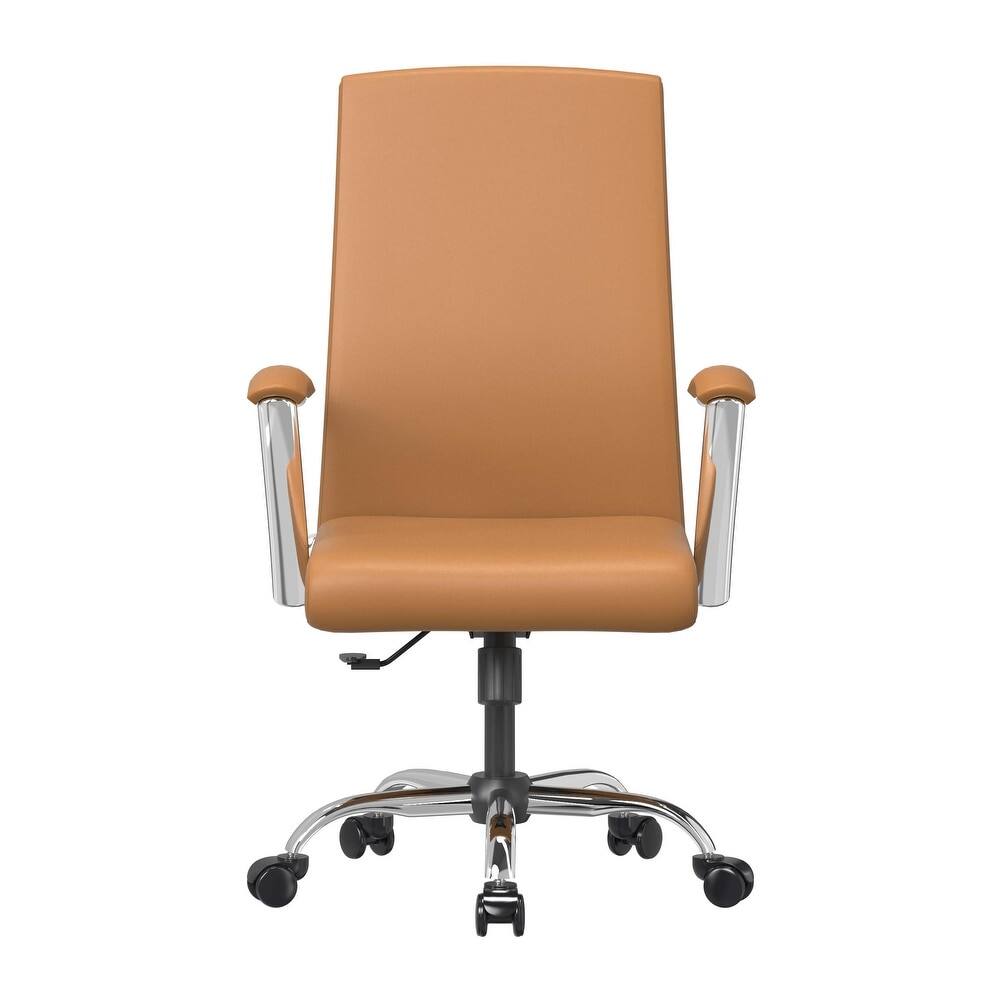 LeisureMod - Evander Adjustable High-Back Office Chair Upholstered Leather Seat with Swivel and Tilt Ergonomic Desk Chair - Thumbnail 4